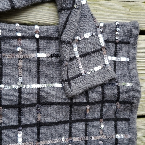 Charter Club sequined Cardigan P/P grey sweater with silver sequins - Picture 3 of 4
